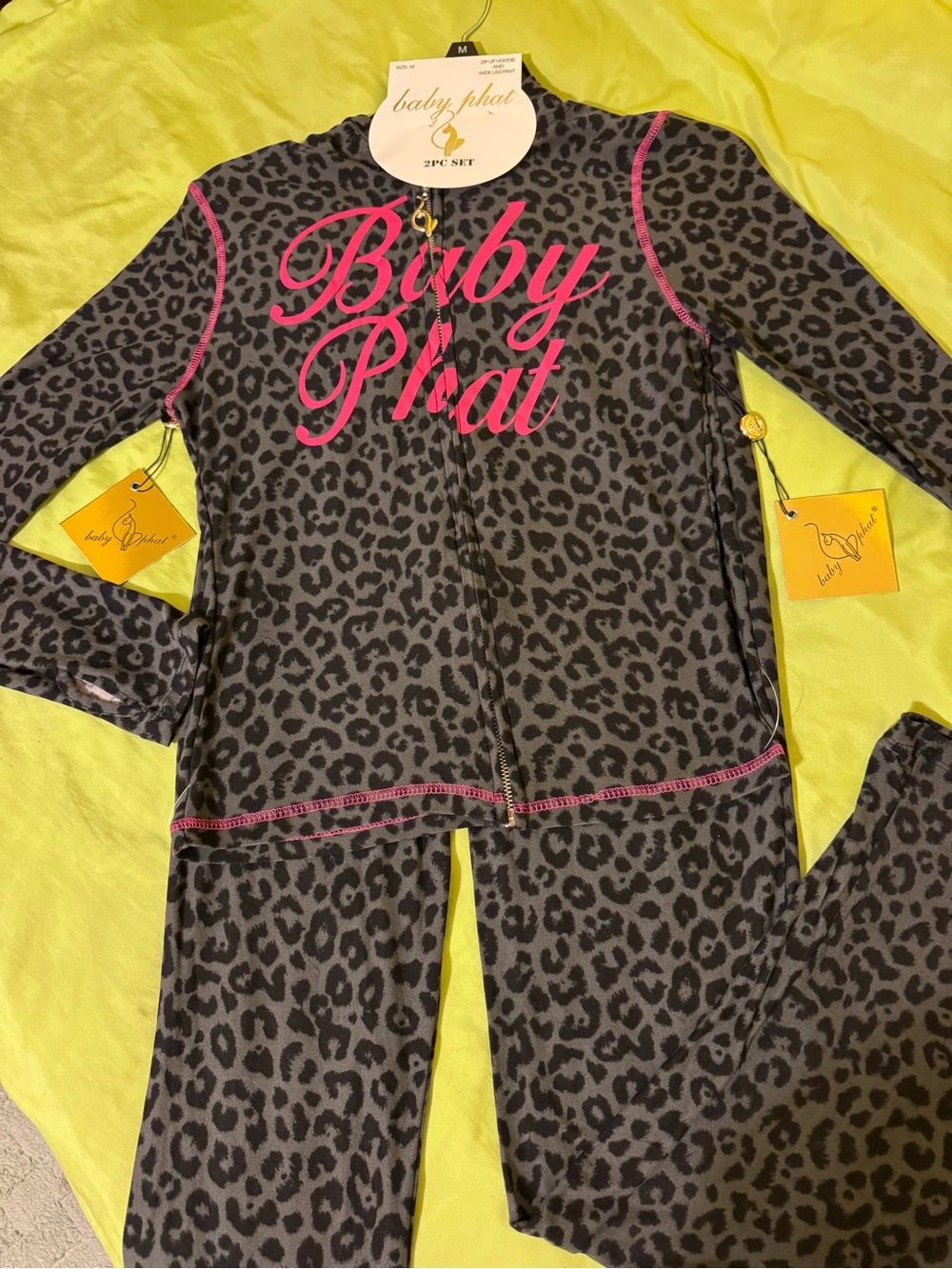 Baby Phat Gray Leopard  Set with Hot Pink Script